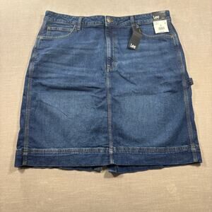 New Lee Denim Skirt 12 Medium Wash Classic Y2K Softcore Retro Americana Casual